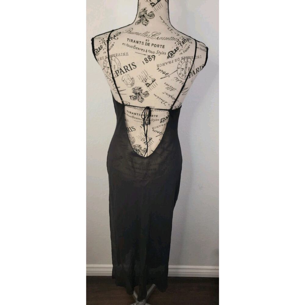 Victorias Secret Midi Slip Dress M 100% SILK Sheer Scoop Neck Strappy Open Back - Picture 9 of 13